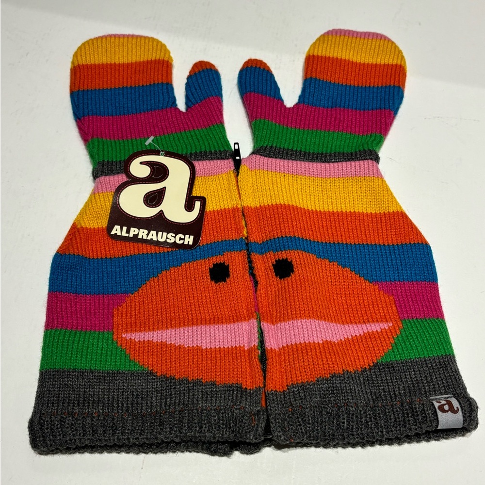 NWT Alprausch Colorful Striped Kids Convertible Mittens/Hat
